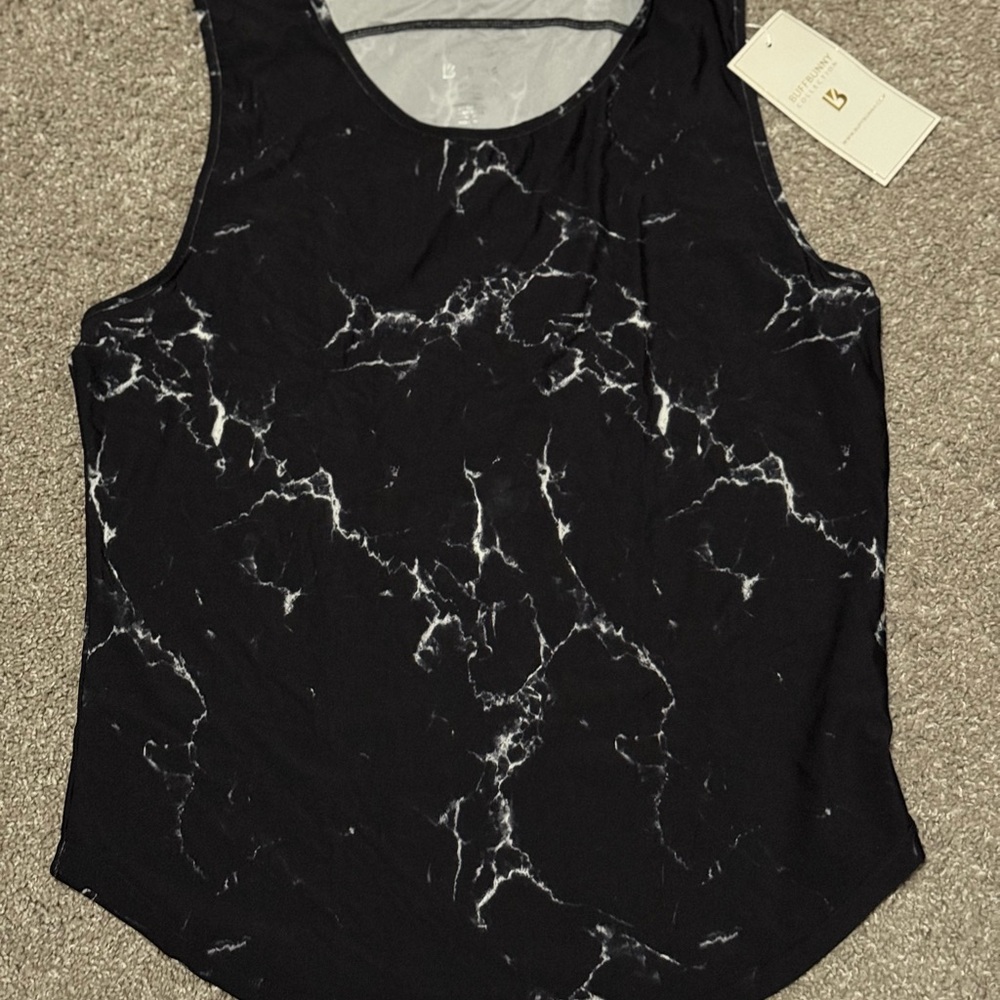 BuffBunny Black and White Marble Tank Top